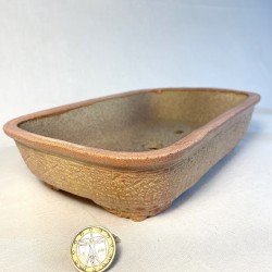 Rectangular Bonsai Pot Yellowish Pink Stoneware | Galoartworks.