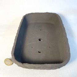 Maceta Rectangular Bonsái Gres Negro Textura Martillada | Galoartworks.