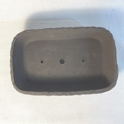 Maceta Rectangular Bonsái Gres Negro Textura Martillada | Galoartworks.