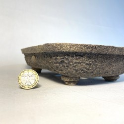 Rectangular Bonsai Pot Natural Stoneware with Stony Texture | Galoartworks.