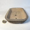 Rectangular Bonsai Pot Natural Stoneware with Stony Texture | Galoartworks.