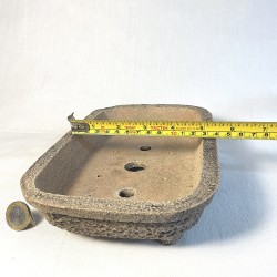 Rectangular Bonsai Pot Natural Stoneware with Stony Texture | Galoartworks.