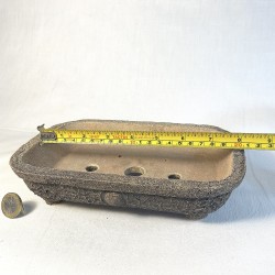 Rectangular Bonsai Pot Natural Stoneware with Stony Texture | Galoartworks.