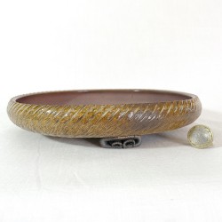 Caramel Stoneware Round Bonsai Pot