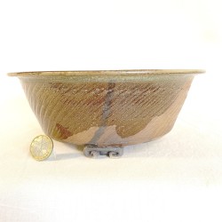 Exclusive Bonsai Pot Inclined Lines Texture Stoneware | Galoartworks.