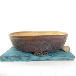 Maceta redonda de gres caramelo para bonsái | Artesanal | GaloArtworks