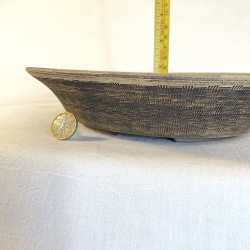 Exclusive Bonsai Pot Irregular Lines Texture Stoneware (Ochre) | Galoartworks.