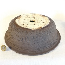 Maceta Bonsái Exclusiva Gres Textura Líneas Irregulares (Marrón Mate) | Galoartworks.