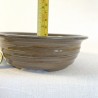 Round Bonsai Pot Natural Brown Ribbed Stoneware | Galoartworks.