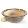 Round Bonsai Pot Natural Brown Ribbed Stoneware | Galoartworks.