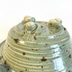 Exclusive Round Accent Bonsai Pot, Natural Aquamarine Green Stoneware.