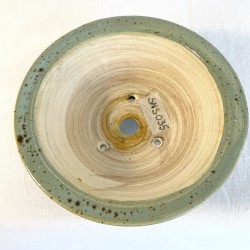 Exclusive Round Accent Bonsai Pot, Natural Aquamarine Green Stoneware.