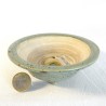 Exclusive Round Accent Bonsai Pot, Natural Aquamarine Green Stoneware.